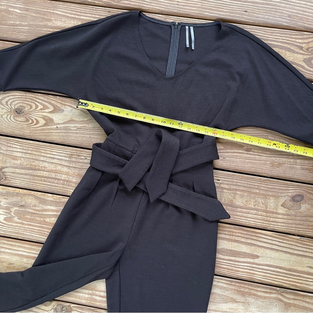 Anthropologie Jumpsuit Womens Size XS Black Sutton Ponte Belted Pockets V Neck - Picture 9 of 13